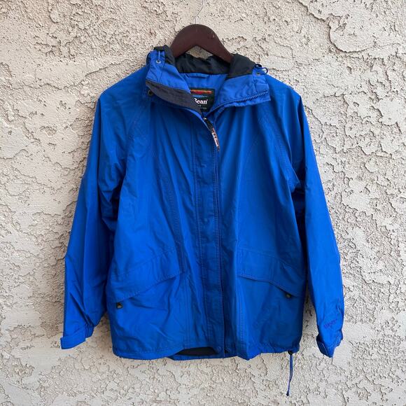 Vintage LL Bean Extreme Wet Weather Blue Shell Jacket Size Womens Small - Picture 1 of 5